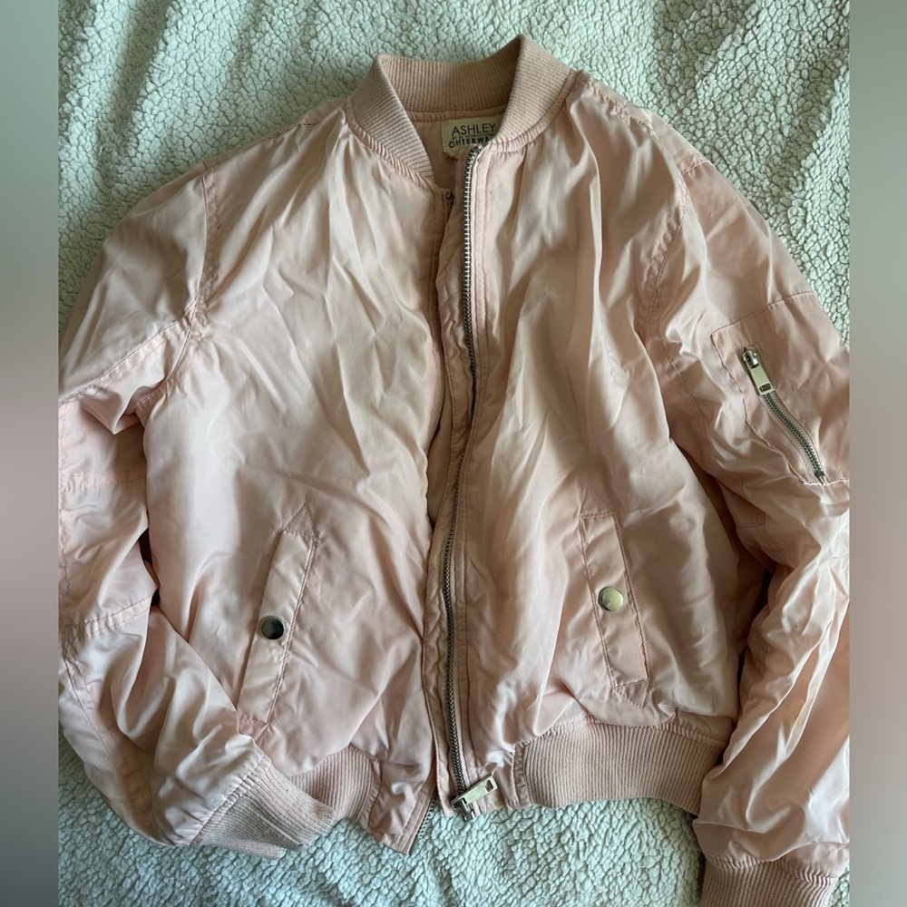 Ashley Outerwear pale pink bomber jacket
